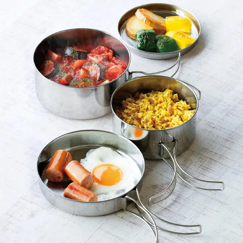 Set de ollas apilables, Acero inoxidable, 4 piezas