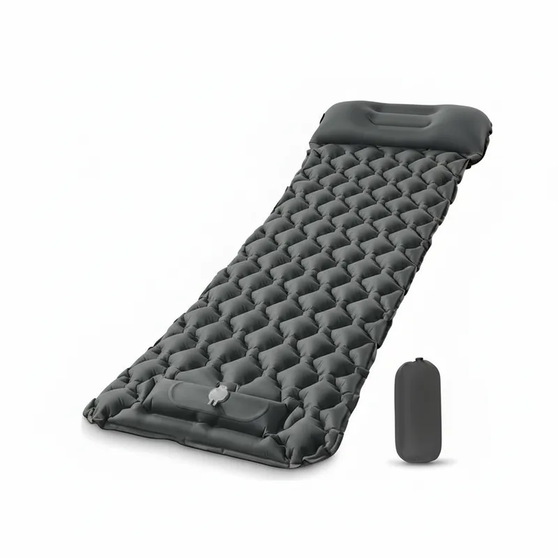Colchoneta con almohada, Con bomba de pie integrada